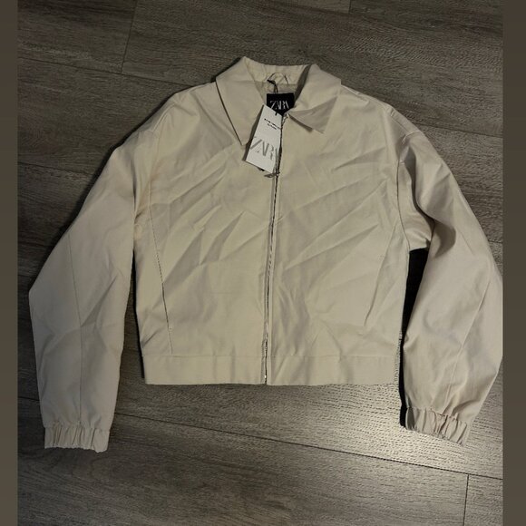 ZARA Beige Bomber Jacket Size XS (Tags Attached) - Picture 1 of 2